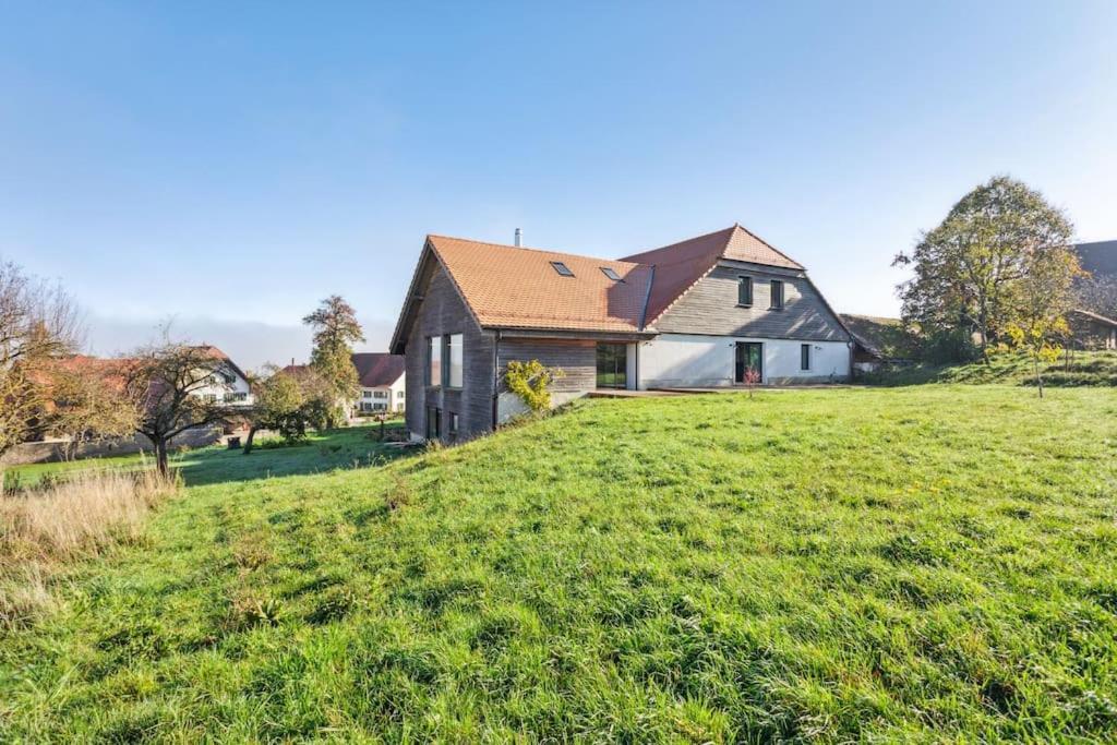 Completely Refurbished Typical Swiss Farmhouse Villa Vuissens Exterior photo